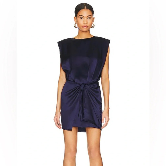Amanda Uprichard Dresses & Skirts - NWT Amanda Uprichard Copeland Tie Front Mini Dress Navy Blue Size Medium